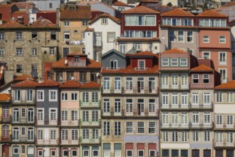 View of traditional colorful houses in Ribeira, Porto, Portugal, Iberian Peninsula