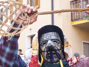Shignano Italy 21/02/2023: The carnival of Schignano parade is one of the most famous traditional