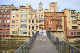 View of old town Girona, Catalonia, Spain, Europe. Summer travel