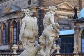 Naked women statues near Theaterplatz in Dresden, Germany