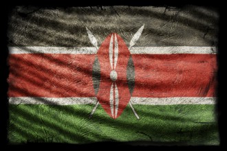 Kenya Flag, Grunge Texture Background