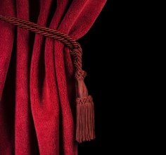 Red theatre curtain and red tassels
