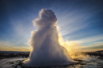 At the Geyser Strokkur in Haukadalur, Golden Circle, Iceland