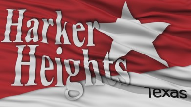 Closeup of Harker Heights City Flag, Waving in the Wind, Texas State, United States of America