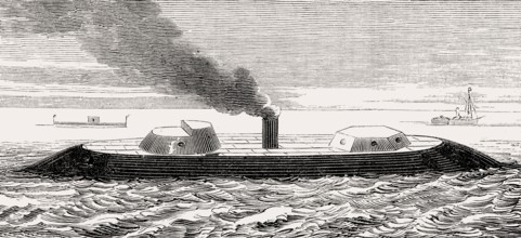 USS Roanoke, a wooden-hulled Merrimack-class screw frigate, United States Navy in the mid-1850s