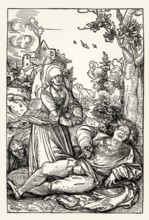 Pyramus und Thisbe, by Hans Schäufelin, woodcut, 1510