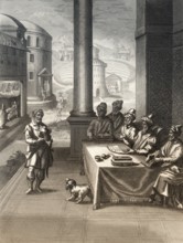Jesus Christ is falsely accused, New Testament, steel engraving 1853, digitally restored