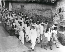 Mahatma Gandhi during his march through Bihar, India, March 1947 - MODEL RELEASE NOT AVAILABLE