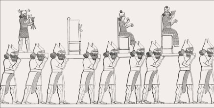 Procession with the figures of the gods, Neo-Assyrian Empire