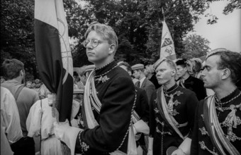 Germany, Potsdam, 17 August 1991, Fraternities at the burial of the mortal remains of Frederick II