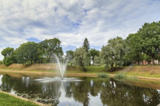 Fountain in park in Parnu city center, Estonia