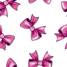 Pink hair bows seamless pattern on white background