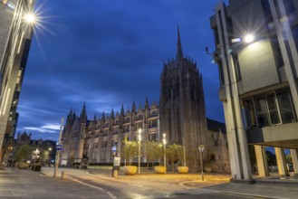 Marischal College, university building in the evening, Aberdeen, Scotland, Great Britain