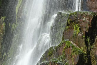 Nideck waterfall in a Vosges forest in France in early spring