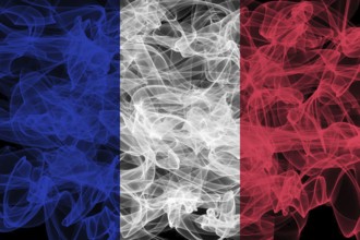 France Smoke Flag on Black Background, France flag