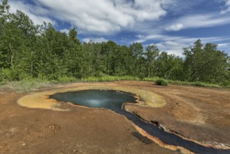 Beautiful summer landscape Kamchatka: views of the Hot spring Griffin by Ivanov, in Nalychevo