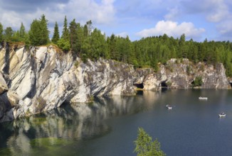 Landscape with marble quarry in ruskeala, karelia, russia