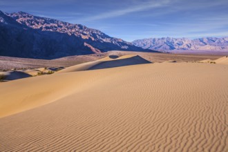 Easily accessible dunes are located along Road 190. Magical desert morning. Mesquite Flat Sand