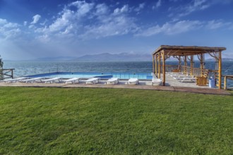 Swimming pool on the shore of Lake Sevan, Armenia