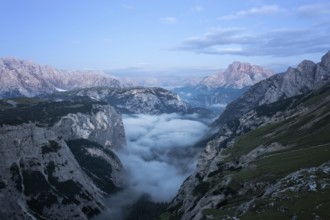 Mountain valley before sunrise, Italian Dolomites