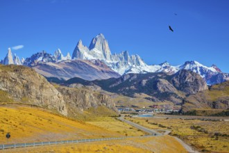 The white top of Fitzroy rocks covered the midday sun. Amazing Patagonia in February