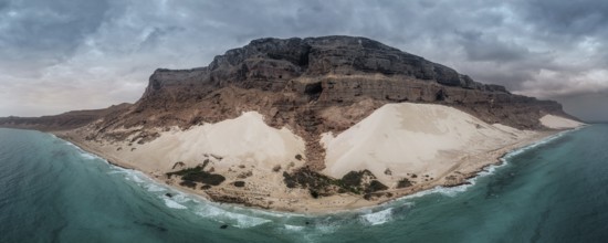 A high sand dune on the coast of Arher on the Yemeni island of Socotra