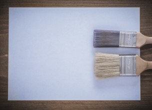 Clean sheet of paper and paintbrushes top view image