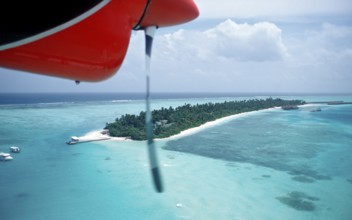 Aerial view of Maldives Island, Maldives, Indian Ocean, Medhufushi, Meemu Atoll