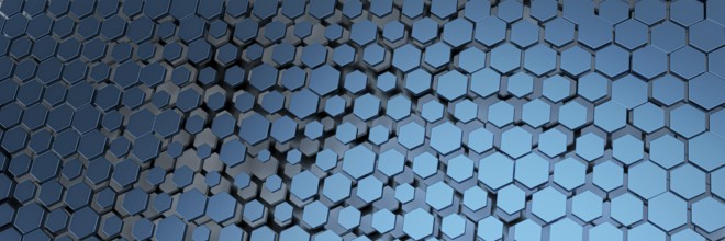 3d illustration of a blue hexagon background