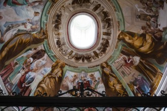 ORTA SAN GIULIO, ITALY, MAY 29, 2019 : interiors decors and frescoes of chapel in Sacro monte di