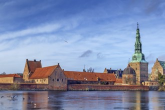 View of Frederiksborg slot from Palace Lake, Denmark