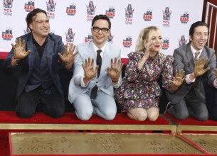 Johnny Galecki, Jim Parsons, Kaley Cuoco and Simon Helberg at the handprints ceremony for 'The Big