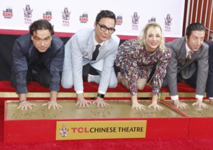 Johnny Galecki, Jim Parsons, Kaley Cuoco and Simon Helberg at the handprints ceremony for 'The Big