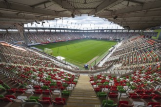 LUBIN, POLAND - FEBRUARY 18, 2024: Football match Polish PKO Ekstraklasa between KGHM Zaglebie
