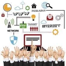 Group of hands of businesspeople showing gestures isolated on white