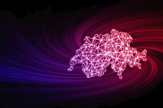 Map of Switzerland, Polygonal mesh line map, modern map