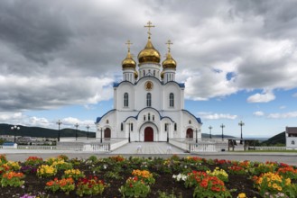 PETROPAVLOVSK KAMCHATSKY CITY, KAMCHATKA PENINSULA, RUSSIA, AUG 17, 2018: Holy Trinity Orthodox