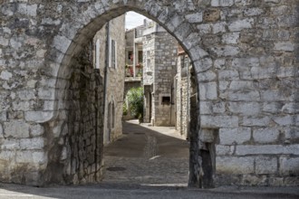 Archway in the village of Ruoms in the Ardeche, France