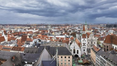 Aerial view of Munich with Old Town Hall, Germany