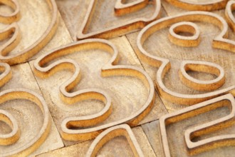 Number abstract in vintage wood letterpress type - outlined font