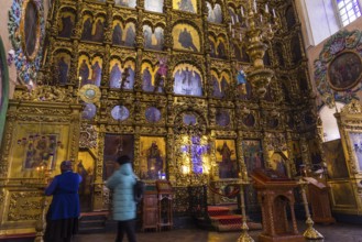 The iconostasis in Peter and Paul Cathedral in Kazan, Republic of Tatarstan, Russia