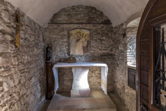 Detail of a small medieval altar dedicated to St Francis of Assisi