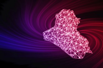 Map of Iraq, Polygonal mesh line map, modern map
