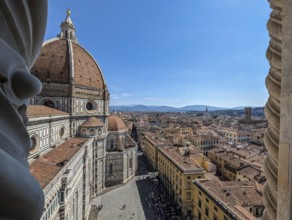 The giant cathedral and cupola of Santa Maria del Fiore cathedral in Florence, Italy