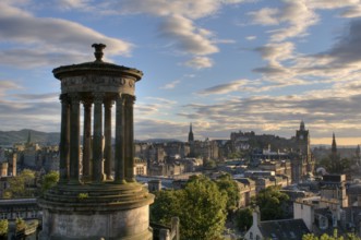 Cityscape of Edinburg city, the capital of Scotland from the Calton Hill with the Nelson Monument