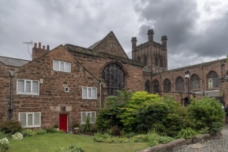 Chester, United Kingdom, 26 August, 2022: downtown Chester in Cheshire with its historic red brick