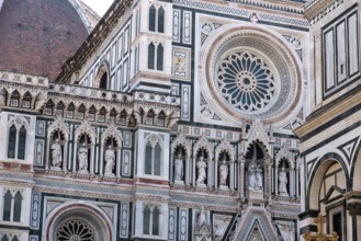 Neo-gothic facade of the renaissance cathedral Santa Maria del Fiore in Florence, Italy