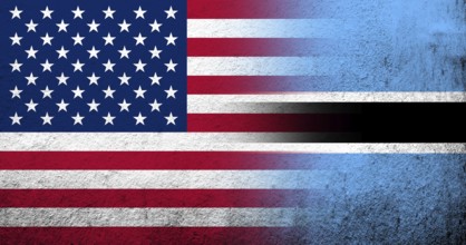 United States of America (USA) national flag with Botswana National flag. Grunge background
