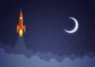 Art launch rocket with sky space. Startup concept