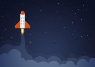 Art launch rocket with sky space. Startup concept